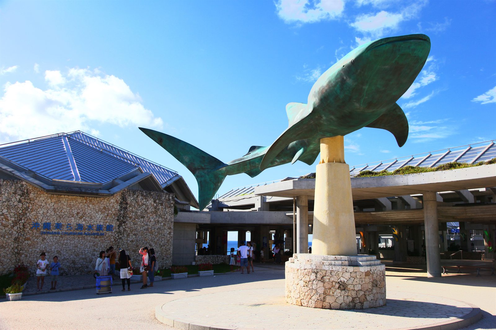 Whale shark sculpture at the entrance to Okinawa Churaumi Aquarium