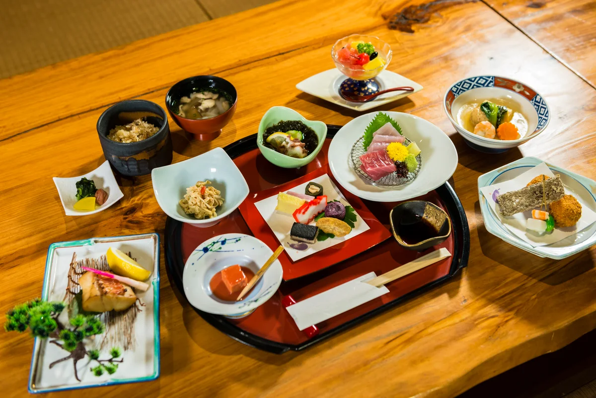 Traditional Okinawan food prepared with island vegetables