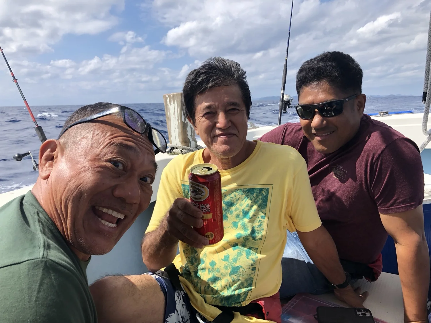 Kenji and friends on the ocean in Okinawa