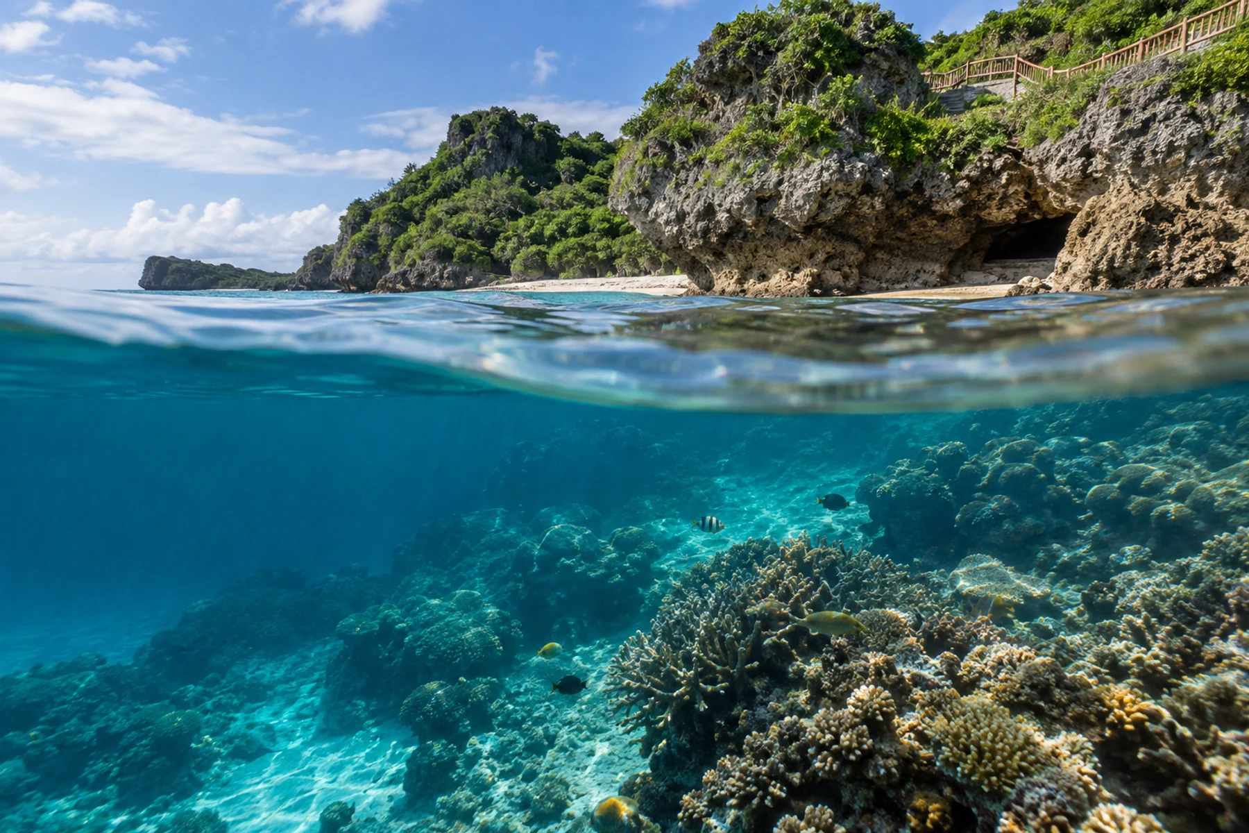 Okinawa above and below the clear island sea