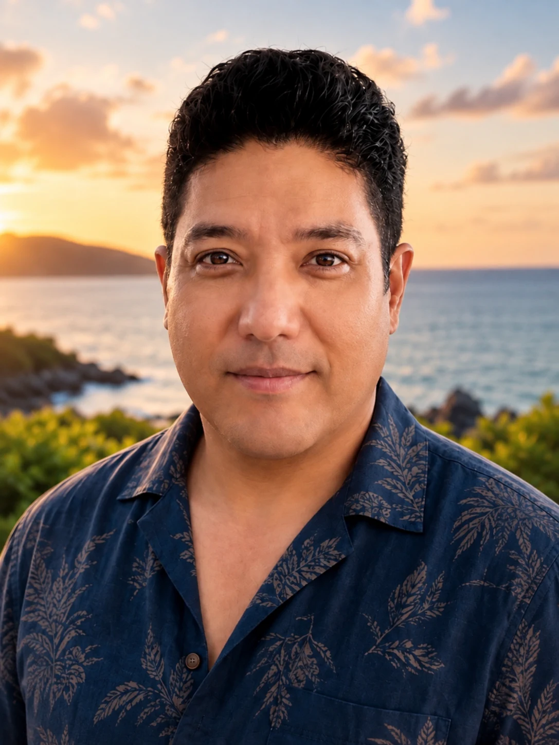 Ricky Canley, YOF founder and Personal Local Host, by the Okinawa coast at sunset
